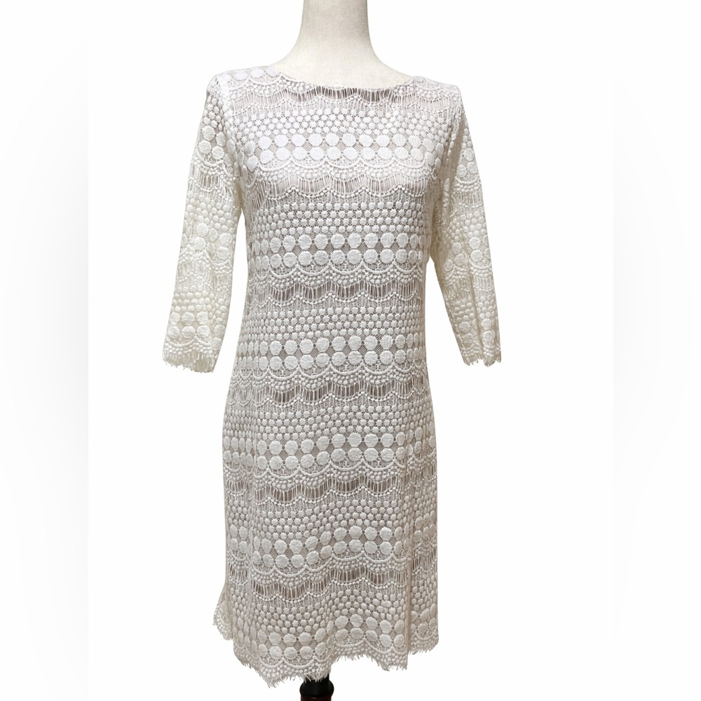 Dressbarn Ivory Lace Long Sleeve Dress